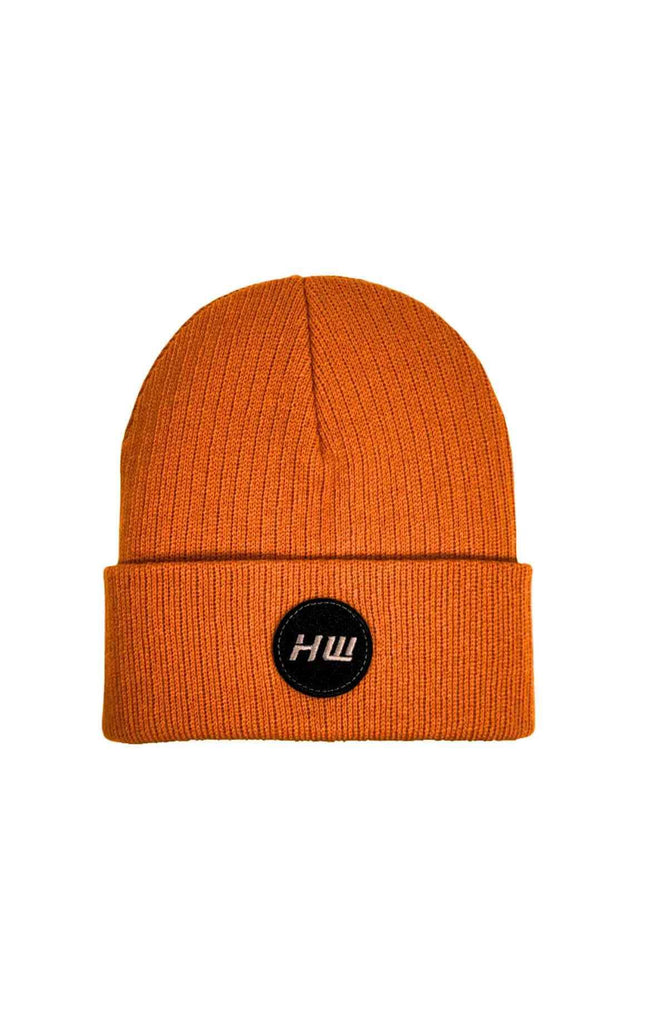HAAKWEAR Cuffed Wide Ribbed Striped Beanie / Hat, Limited Edition - Made in USA Tiger Orange