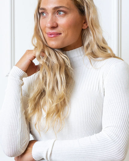 Mock Neck Rib Knit Sweater