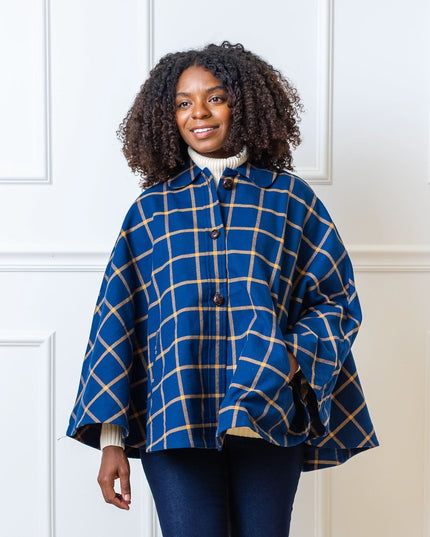 Woven Cape with Button Front