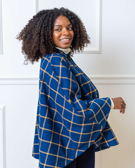 Woven Cape with Button Front