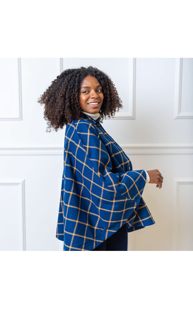 Woven Cape with Button Front