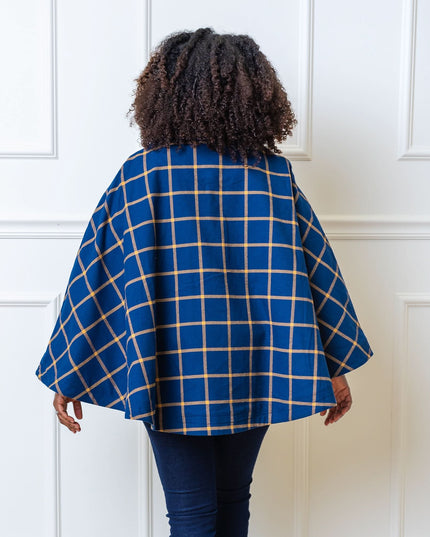 Woven Cape with Button Front