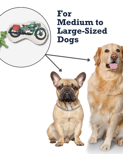 Country Living Retro Army Motorcycle with Squeaker & Crinkle Paper Plush Dog Toy