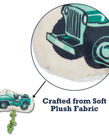 Country Living Retro Army Jeep with Squeaker & Crinkle Paper Plush Dog Toy