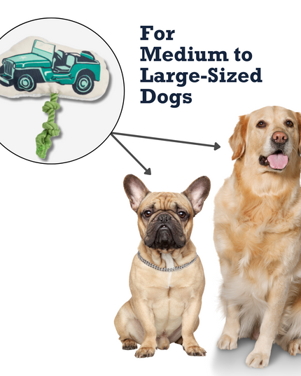 Country Living Retro Army Jeep with Squeaker & Crinkle Paper Plush Dog Toy
