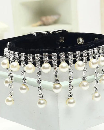 Luxury Crystal Pearl Pet Collar - Make Your Pet the Star of Every Event