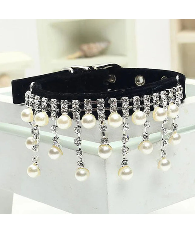 Luxury Crystal Pearl Pet Collar - Make Your Pet the Star of Every Event