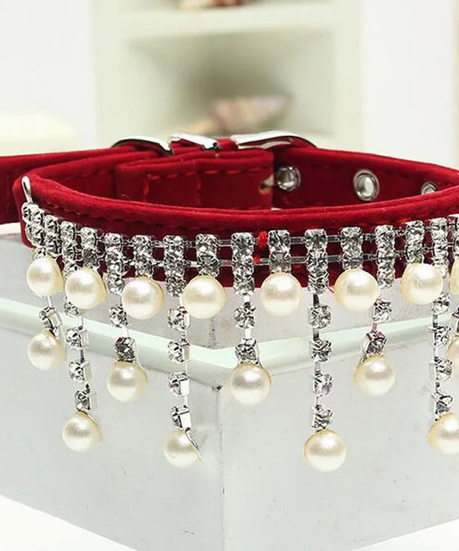 Luxury Crystal Pearl Pet Collar - Make Your Pet the Star of Every Event