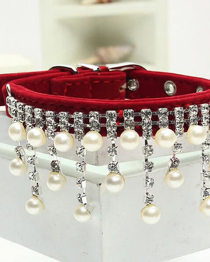 Luxury Crystal Pearl Pet Collar - Make Your Pet the Star of Every Event