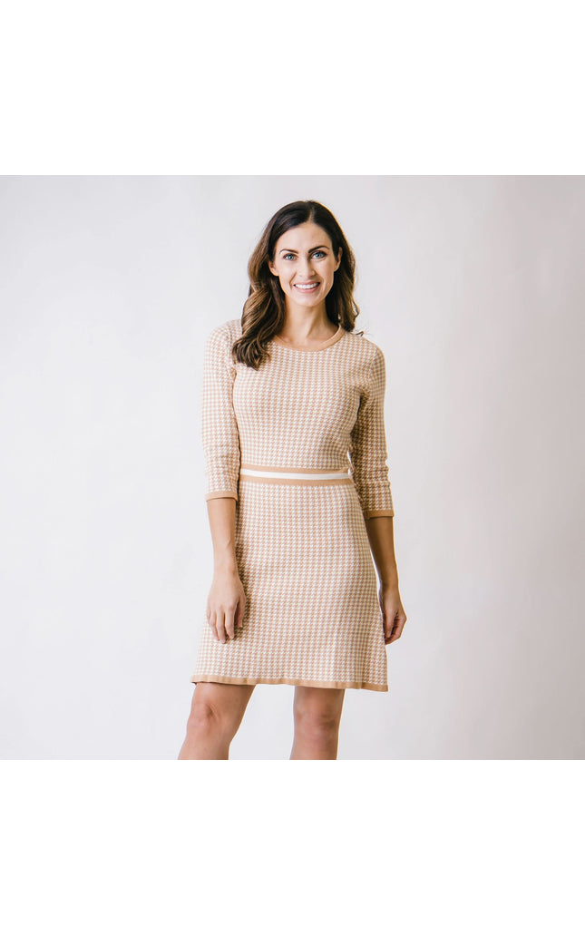 3/4 Sleeve Fit and Flare Sweater Dress