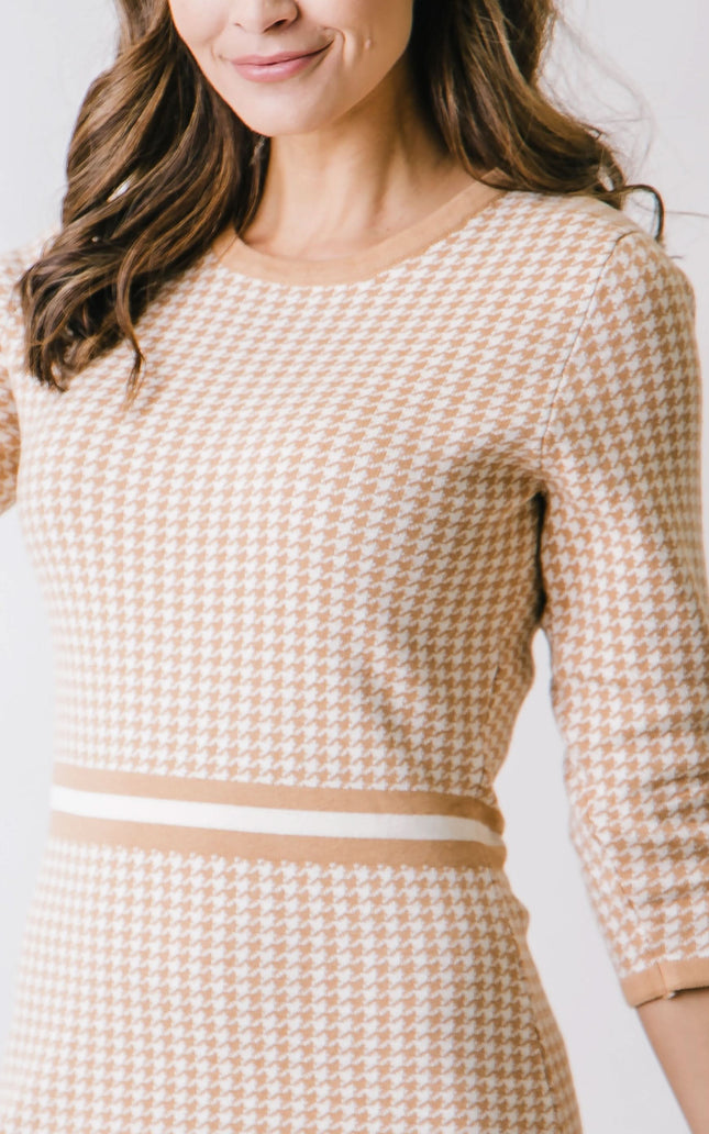 3/4 Sleeve Fit and Flare Sweater Dress