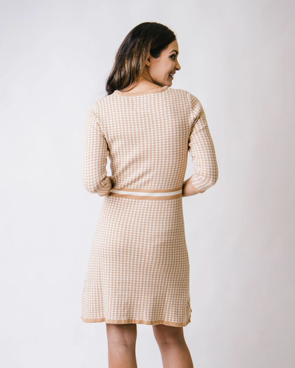 3/4 Sleeve Fit and Flare Sweater Dress