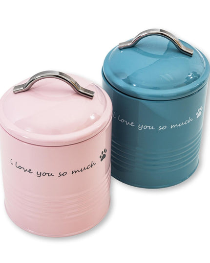 "I Love You So Much" Dog Treat Canister Gift Set – Pink & Blue