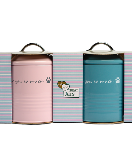 "I Love You So Much" Dog Treat Canister Gift Set – Pink & Blue