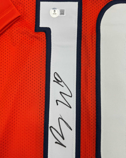 Autographed/Signed Bo Nix Denver Orange Football Jersey Beckett BAS COA