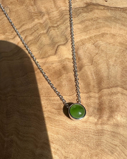 6mm Canadian Jade and Silver Pendant - 5826