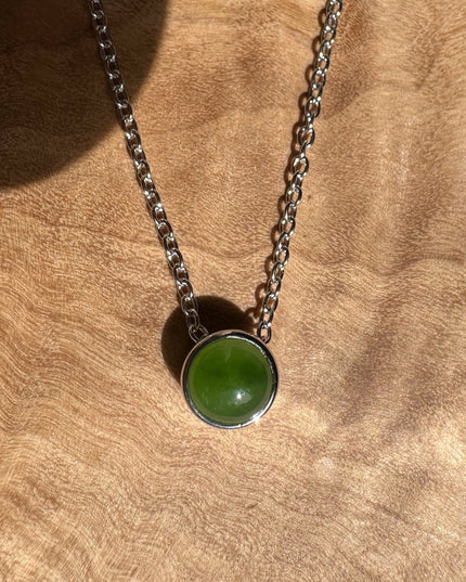 6mm Canadian Jade and Silver Pendant - 5826