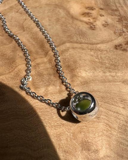 6mm Canadian Jade and Silver Pendant - 5826