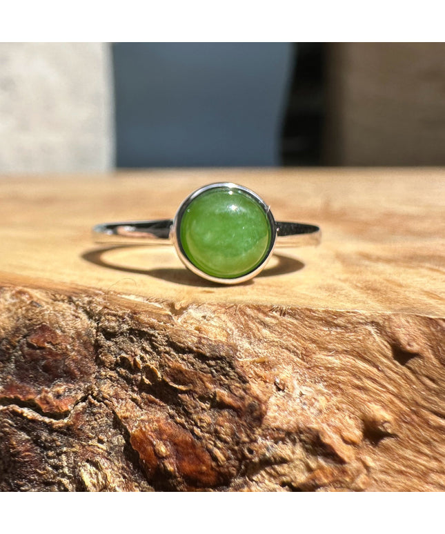 Jade and Silver Ring 6mm - 2417
