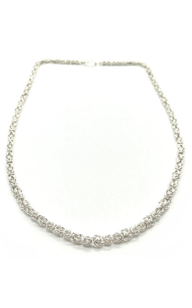Delicate Byzantine Chainmaille Necklace in Silver