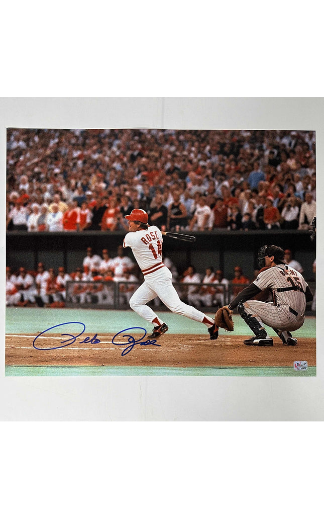 Autographed/Signed Pete Rose Cincinnati Red 16x20 Baseball Photo Athlete Hologram COA Holo #3