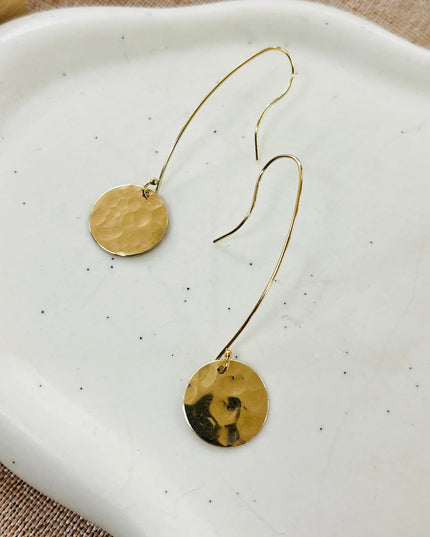 GOLD DISC HANG EARRINGS