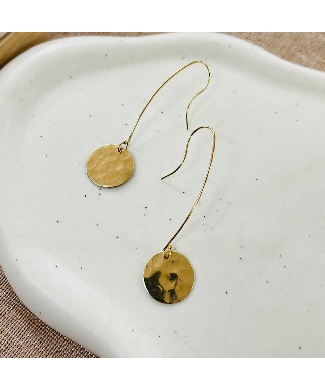 GOLD DISC HANG EARRINGS