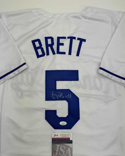 Autographed/Signed George Brett Kansas City White Baseball Jersey JSA COA