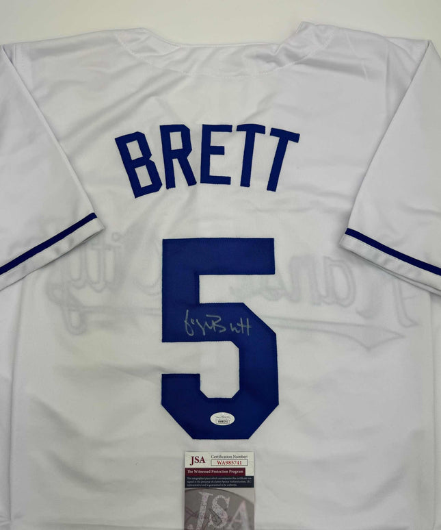 Autographed/Signed George Brett Kansas City White Baseball Jersey JSA COA