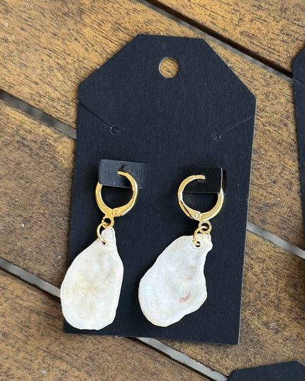Oyster Shell Huggie Hoops