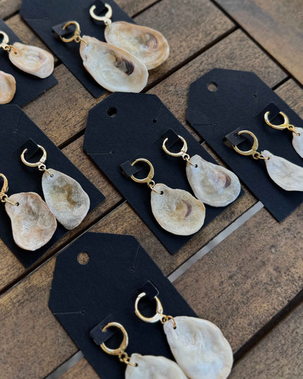 Oyster Shell Huggie Hoops