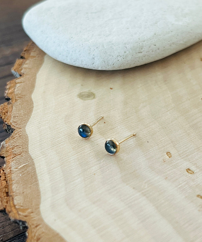 LABRADORITE STUD EARRINGS