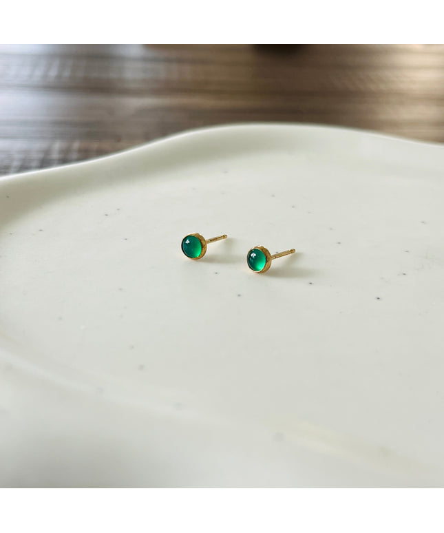 EMERALD ONYX STUD EARRINGS