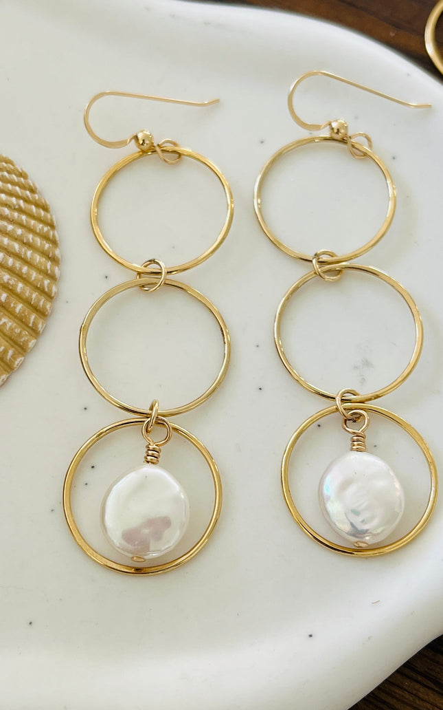 SAIL COIN PEARL EARRINGS