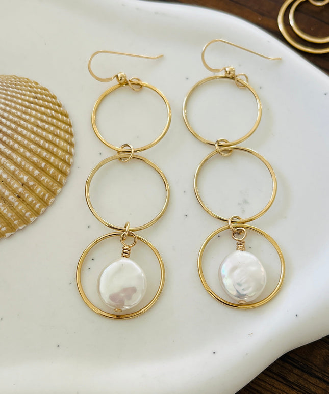SAIL COIN PEARL EARRINGS