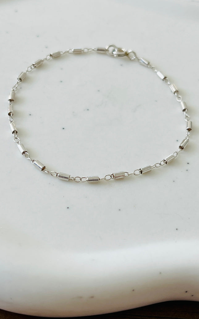 SILVER BARREL BRACELET