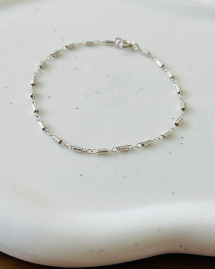 SILVER BARREL BRACELET