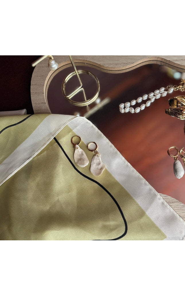 Oyster Shell Huggie Hoops