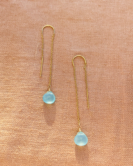 AQUA CHALCEDONY THREADER EARRINGS