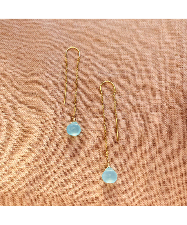 AQUA CHALCEDONY THREADER EARRINGS
