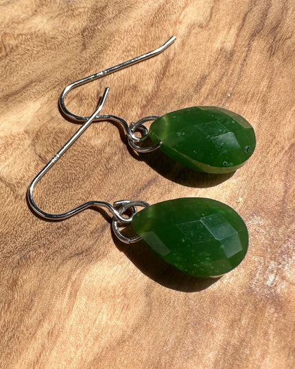 Faceted Canadian Jade Earrings, 10x14mm