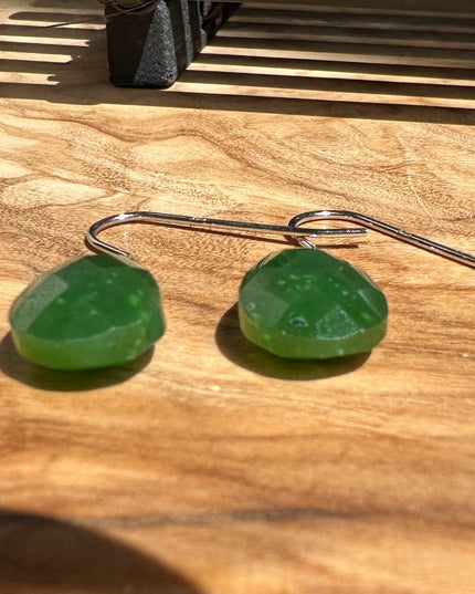 Faceted Canadian Jade Earrings, 10x14mm