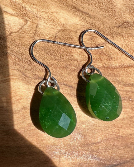 Faceted Canadian Jade Earrings, 10x14mm