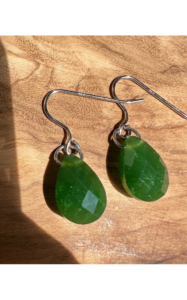 Faceted Canadian Jade Earrings, 10x14mm