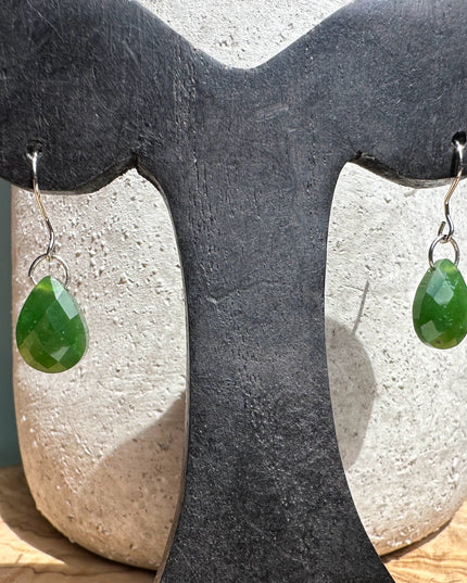 Faceted Canadian Jade Earrings, 10x14mm