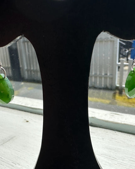 Faceted Canadian Jade Earrings, 10x14mm
