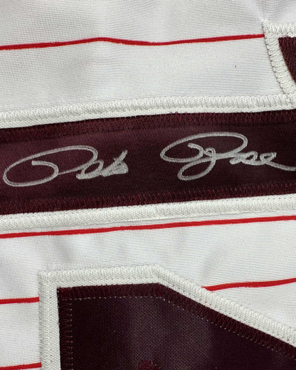 Autographed/Signed Pete Rose Philadelphia Pinstripe Baseball Jersey JSA COA