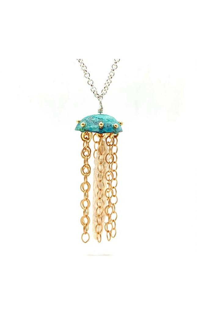 Green Copper Jellyfish Necklace