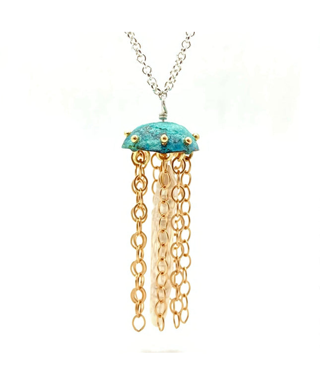 Green Copper Jellyfish Necklace