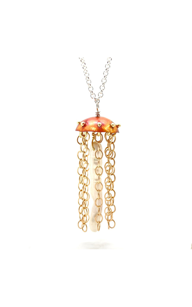Red Copper Jellyfish Necklace